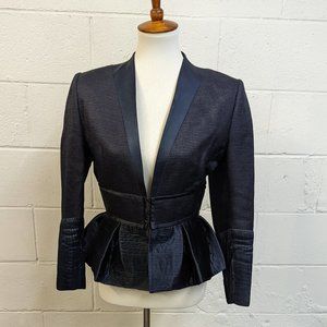 Zitta Costura Couture Navy Silk Peplum Jacket